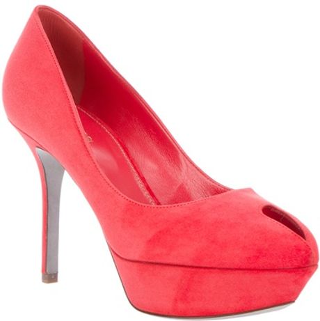 Sergio Rossi Peep Toe Shoe in Red - Lyst