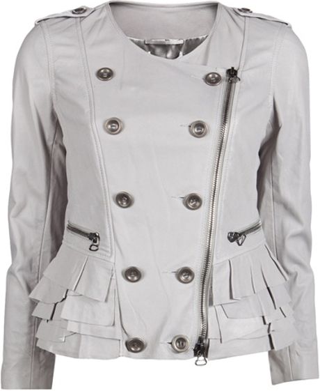 3.1 Phillip Lim Motorcycle Ruffle Jacket in Gray (grey) - Lyst