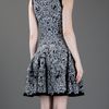 Alexander Mcqueen Printed Skater Dress in Black - Lyst