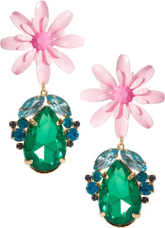 Asos Flower Jewel Drop Earrings - Lyst