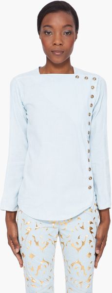  Denim Pressstud Blouse 