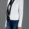 Balmain Structured Open Front Blazer in White - Lyst