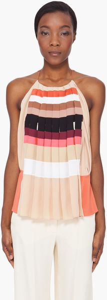 Chloé Striped Pleated Silk Blouse - Lyst