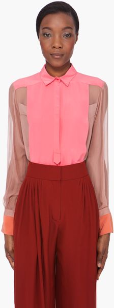 Chloé Pink Sheer Sleeve Silk Blouse in Multicolor (pink) - Lyst