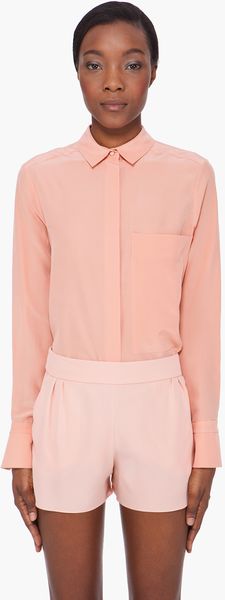Chloé Salmon Silk Blouse - Lyst