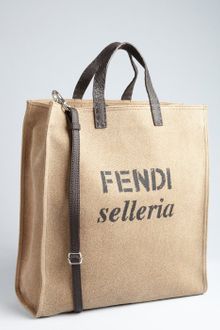 Fendi  Canvas and Roman Leather Tote - Lyst