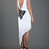 Helmut Lang Printed Drape Dress in Gray (white) - Lyst