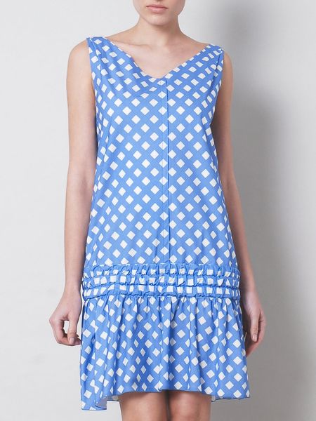 Marc Jacobs Diagonal Ginghamprint Dress in Blue - Lyst