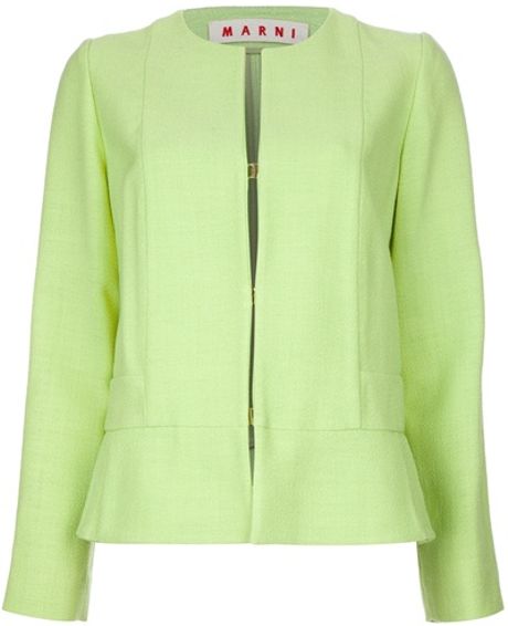 Marni Collarless Jacket in Green - Lyst