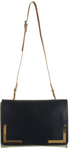 Sophie Hulme Colorblock Flap Front Crossbody Clutch in Black (gold) - Lyst