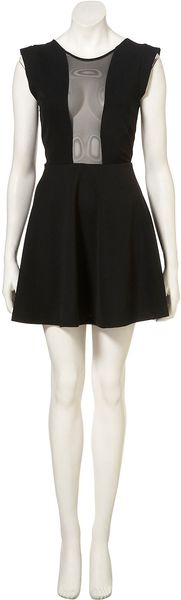 Topshop Mesh Insert Skater Dress - Lyst