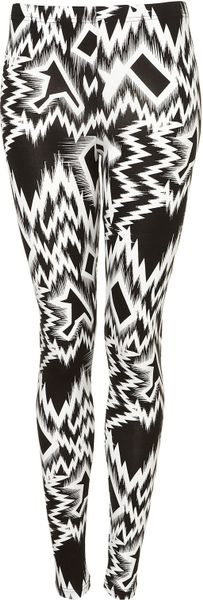 Topshop Aztec Print Leggings in Black (black/white) - Lyst
