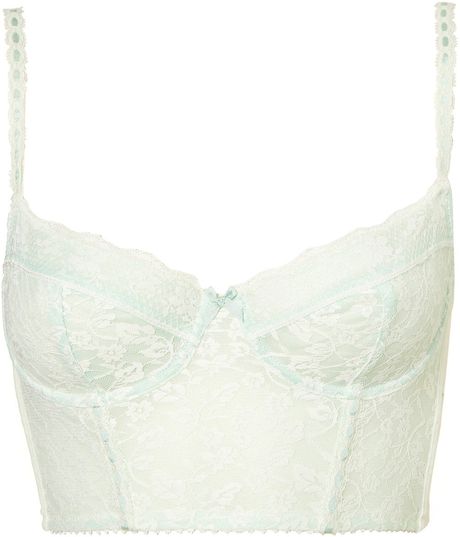Topshop Mint Leafy Lace Bralet in Green (mint) - Lyst
