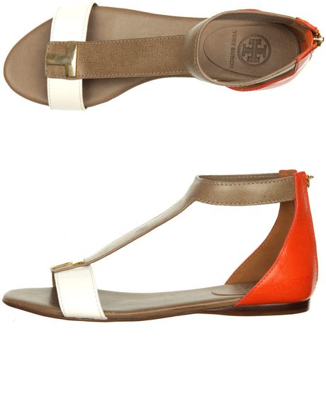 Tory Burch Casey Flat Sandals in Brown (white) - Lyst