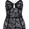 Willow Lasercut Stretchcrepe Bodysuit in Black - Lyst