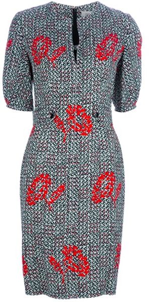 Yves Saint Laurent Print Dress in Gray (grey) - Lyst