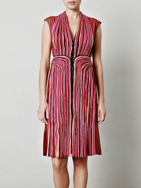 Bottega Veneta Pleated Panel Dress in Pink (beige) - Lyst