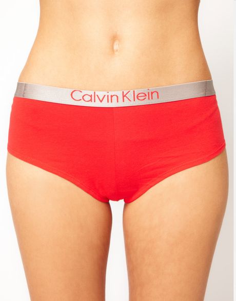 Calvin Klein Calvin Klein Cheeky Logo Short in Cotton in Orange (crocuspetal) - Lyst