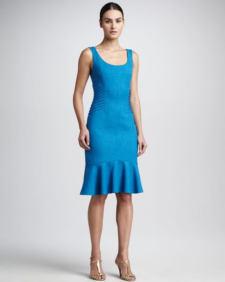David Meister Sleeveless Flutter Skirt Dress in Blue (dark aqua) - Lyst