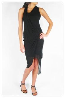 Helmut Lang Viscose Film Drape Dress in Black - Lyst