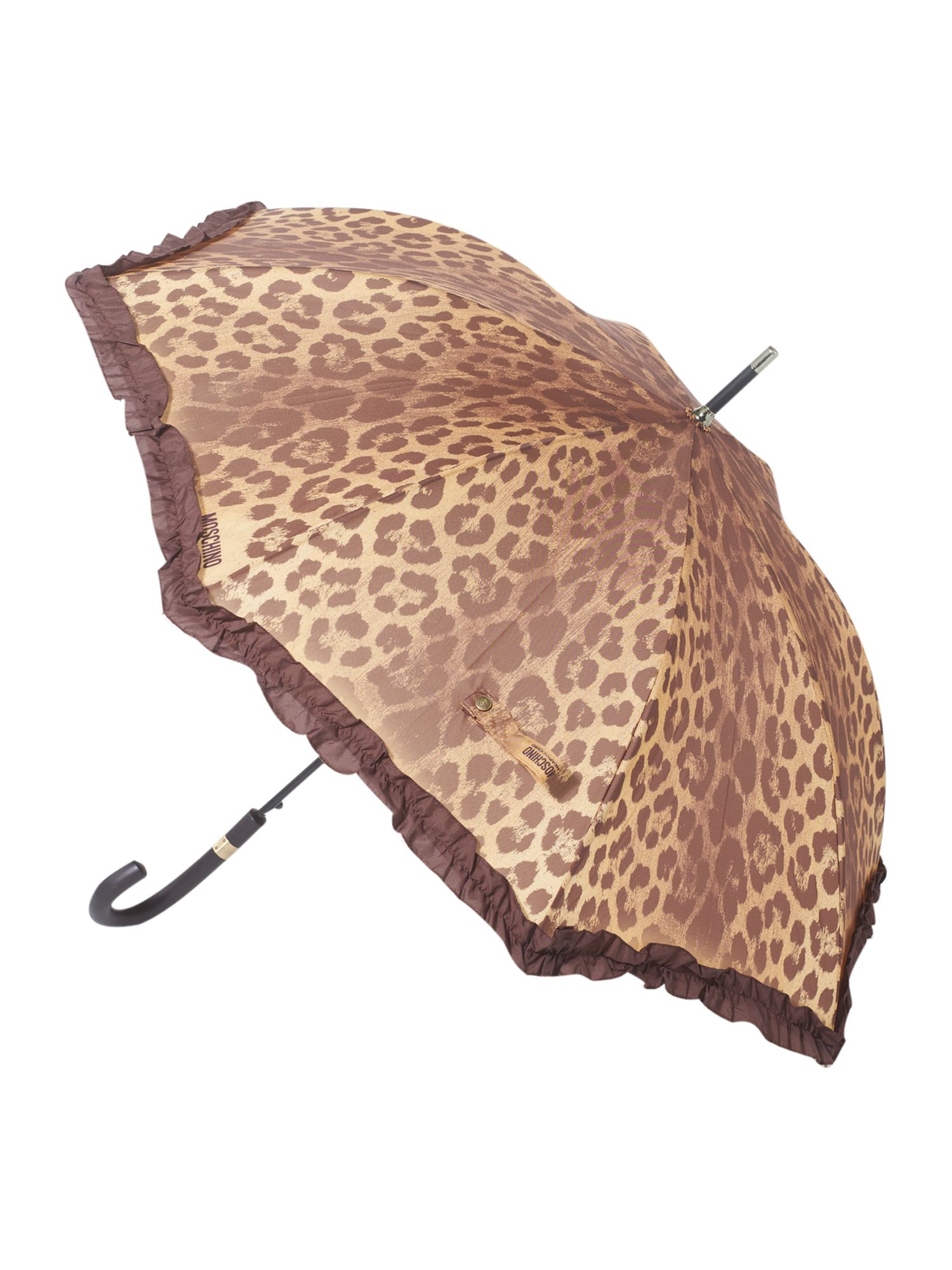 Moschino Cheap & Chic Leopard Automatic Walker Umbrella in Brown (black