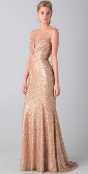 Reem Acra Tulle and Sequin Gown - Lyst