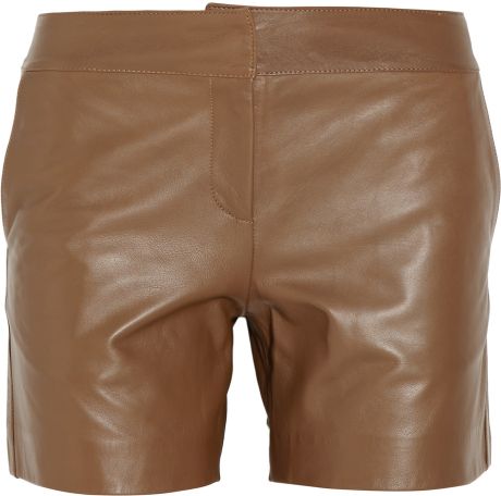 See By Chloé Leather Shorts in Brown - Lyst