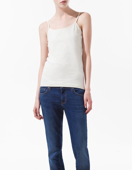 Zara Basic Camisole in Beige (ecru) - Lyst
