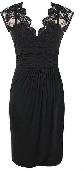 Alexon Black Lace Top Dress - Lyst