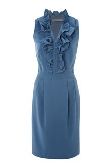 Andrew Marc Sleeveless Ruffle Front Dress - Lyst