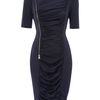 Andrew Marc Short Sleeve Centre Ruched Zip Dress in Blue (navy) - Lyst