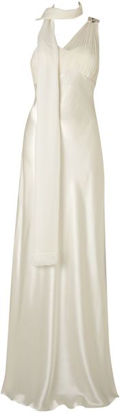 Anoushka G Evelina One Shoulder Silk Satin Grecian Dress - Lyst