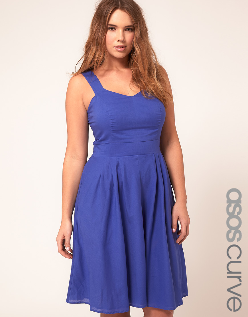 Asos Asos Curve Midi Summer Dress in Blue | Lyst