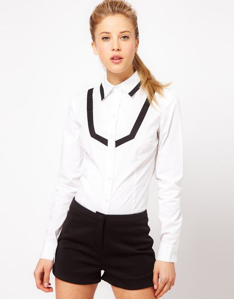 Asos Collection Asos Shirt with Contrast Tipping in White - Lyst