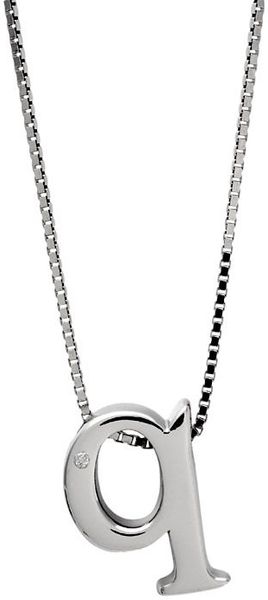  Letter Q Sterling Silver Diamond Pendant 
