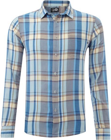 Cheap Monday One Pocket Checked Shirt in Blue for Men - Lyst