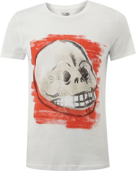 Cheap Monday Painted Effect Skull Print Tshirt in White for Men - Lyst