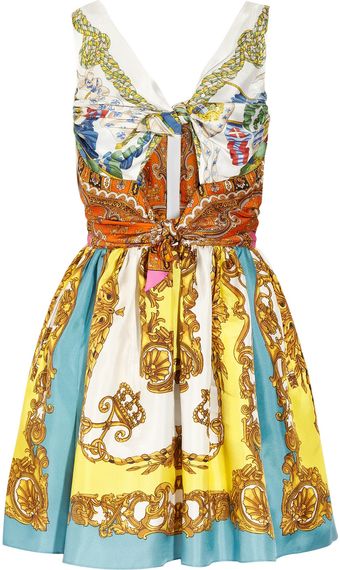 D&G Printed Silk Twill Mini Dress - Lyst