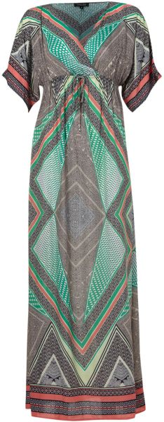  Long Scarf Print Jersey Dress 