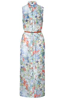 Full Circle Peony Split Detail Belted Shirt Dress - Lyst