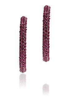 Gemini Fuchsia Hoop Earrings with Swarovski Crystals - Lyst