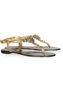 Giuseppe Zanotti Swarovski Crystal Embellished Leather Sandals - Lyst
