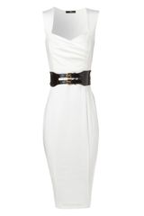 Jane Norman Cream Ponti Sleeveless Dress