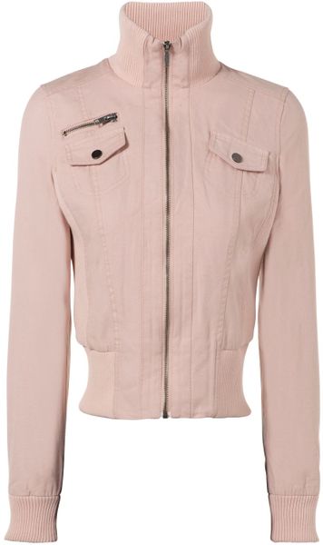 Jane Norman Canvas Mix Bomber in Pink - Lyst