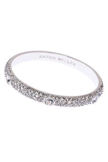 Karen Millen Karen Millen 3 Stone Encrusted Bangle - Lyst