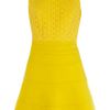 Karen Millen Minimal Cotton Tailored Dress in Yellow - Lyst