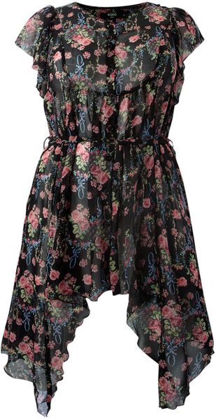  Floral Print Lace Back Tunic 