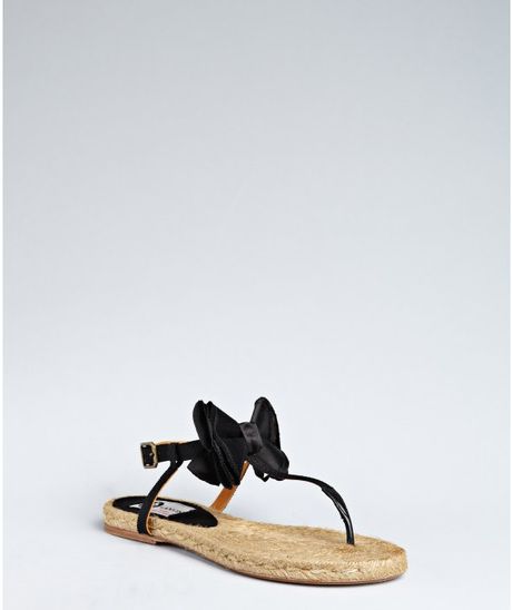 Lanvin Black Satin Bow Espadrille Sandal in Black - Lyst