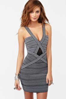 Nasty Gal In Line Bandage Dress - Lyst