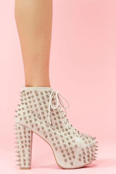 Nasty Gal Lita Spike Platform Boot Bone Suede in White (bone) - Lyst